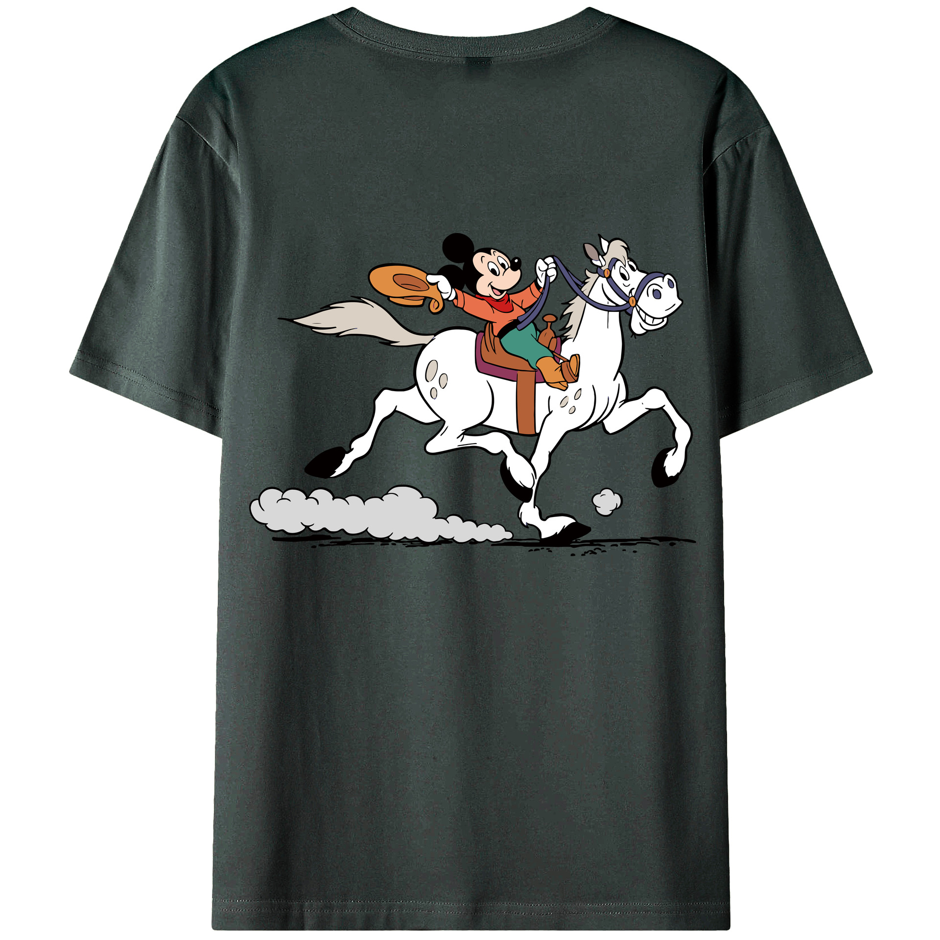ミッキーマウス Mickey Mouse 綿100％ メンズ半袖Tシャツ（バックプリント） 通気性